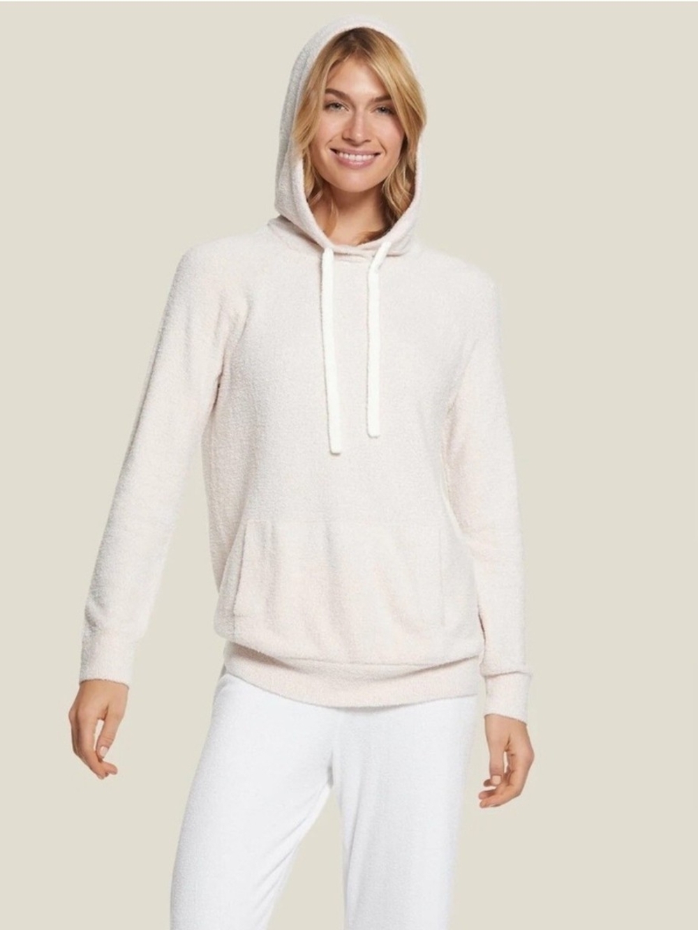 Barefoot Dreams Cozychic Lite Plush Hooded Pullover in Light Pink